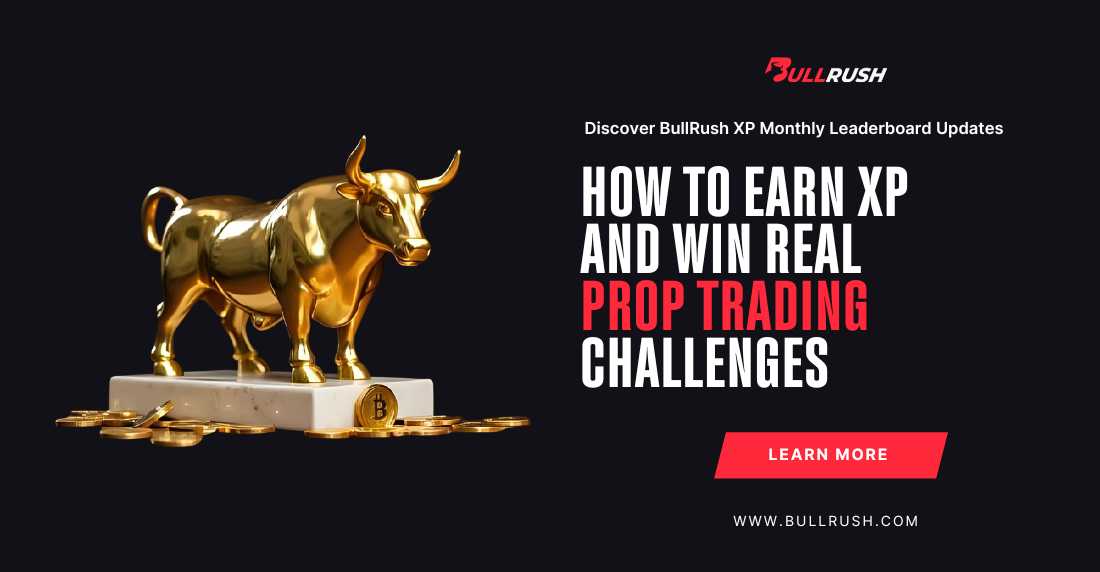BullRush user climbing XP leaderboard to win real prop trading challenge rewards